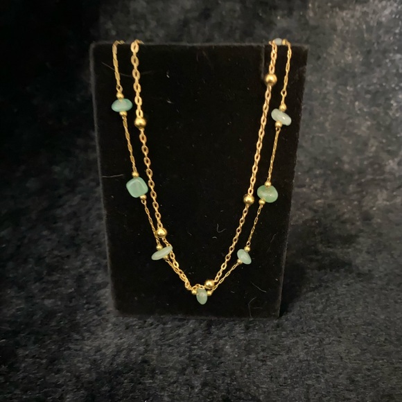 18K Gold Natural Jade Stone Anklet